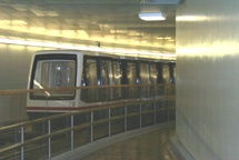 A Senate subway car travelling between Senate office buildings.